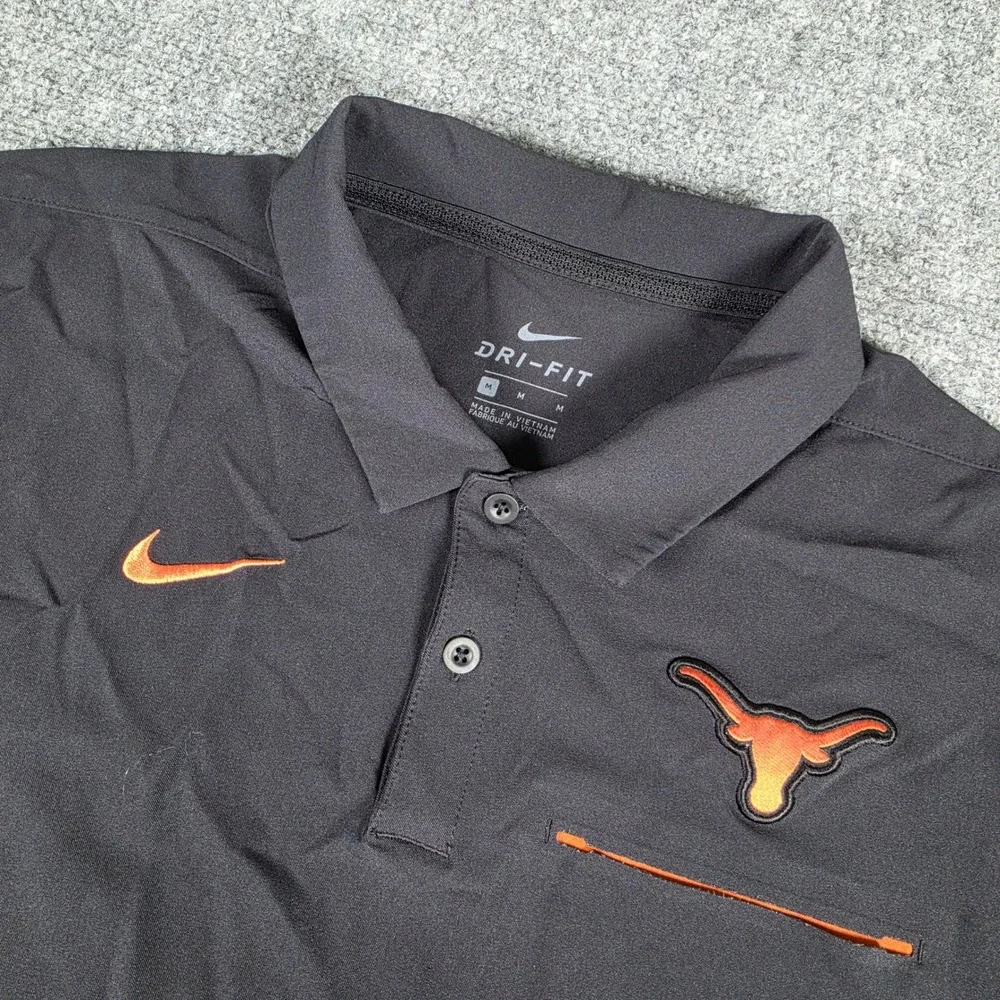 Texas Longhorns Nike Polo Shirt Mens Medium Black Dri-FIT AR8903-010